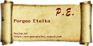 Porges Etelka névjegykártya